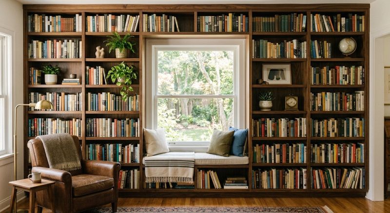 Custom Bookshelves Installation in Durham, NC